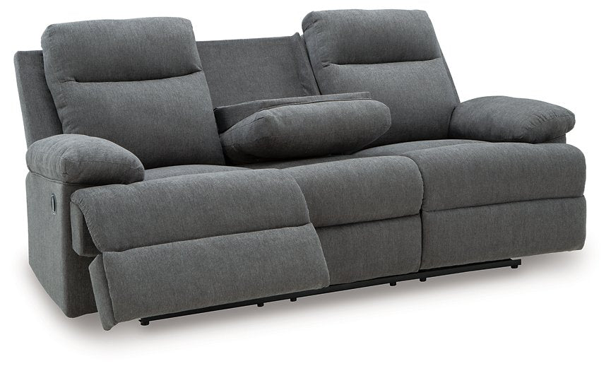 Side-Swipe Reclining Sofa with Drop Down Table - Holmwood's Furniture & Design Center (Somersworth, NH)