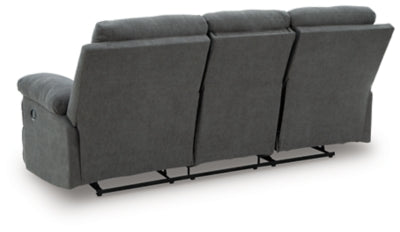 Side-Swipe Reclining Sofa with Drop Down Table - Holmwood's Furniture & Design Center (Somersworth, NH)