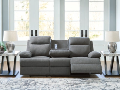 Side-Swipe Reclining Sofa with Drop Down Table - Holmwood's Furniture & Design Center (Somersworth, NH)