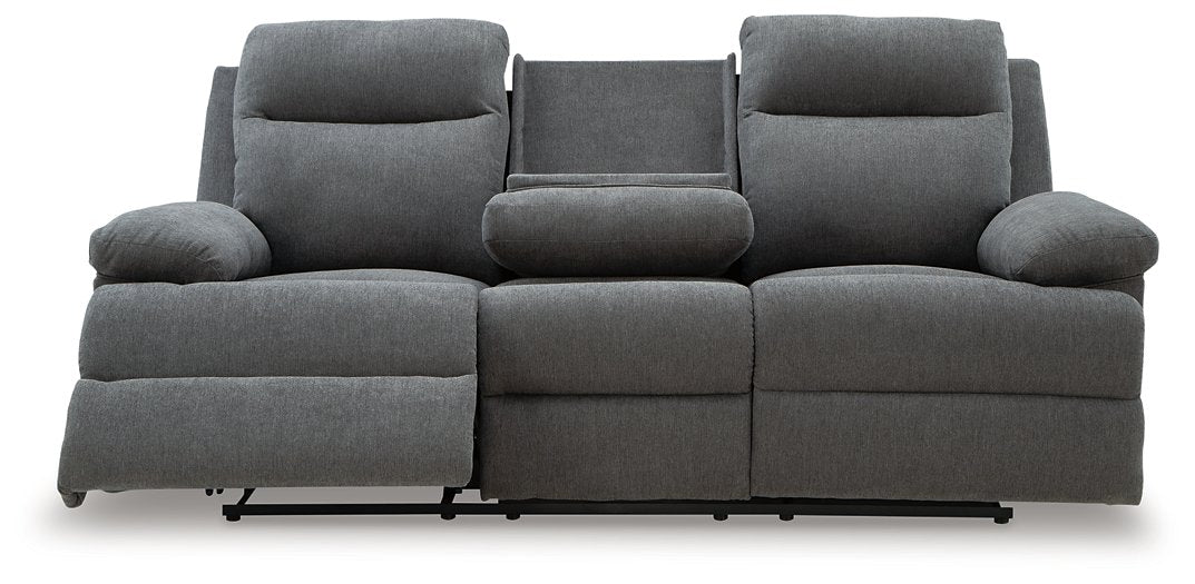 Side-Swipe Reclining Sofa with Drop Down Table - Holmwood's Furniture & Design Center (Somersworth, NH)