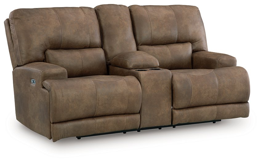 Beckley Place Power Reclining Loveseat with Console - Holmwood's Furniture & Design Center (Somersworth, NH)