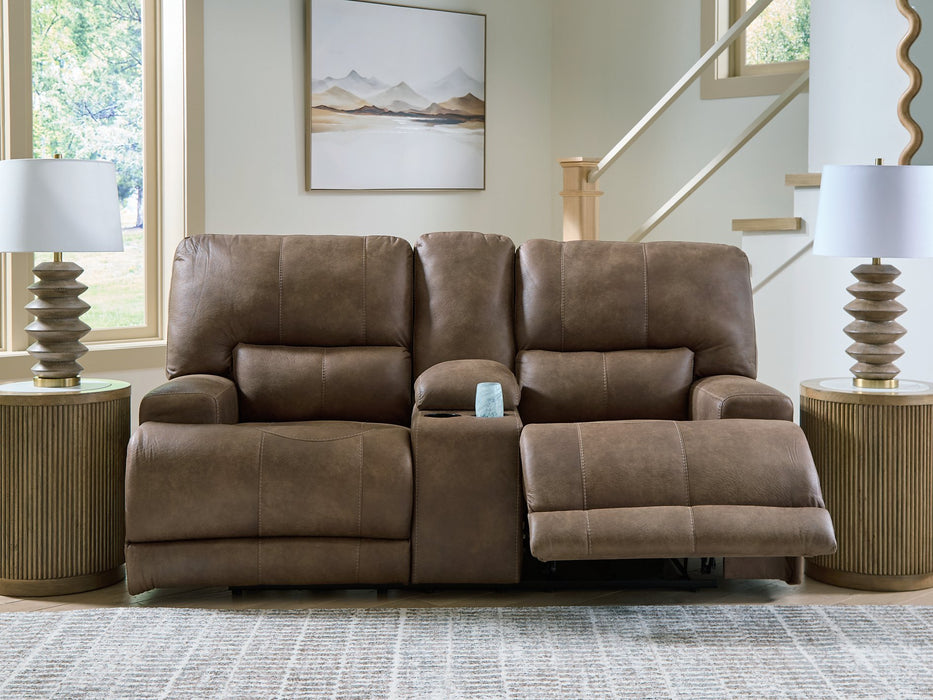 Beckley Place Power Reclining Loveseat with Console - Holmwood's Furniture & Design Center (Somersworth, NH)