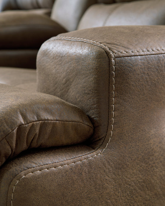 Beckley Place Power Reclining Loveseat with Console - Holmwood's Furniture & Design Center (Somersworth, NH)