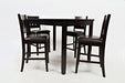 Jofran Dark Rustic Prairie Counter Height Table and Four Faux Leather Stools in Dark Brown - Holmwood's Furniture & Design Center (Somersworth, NH)