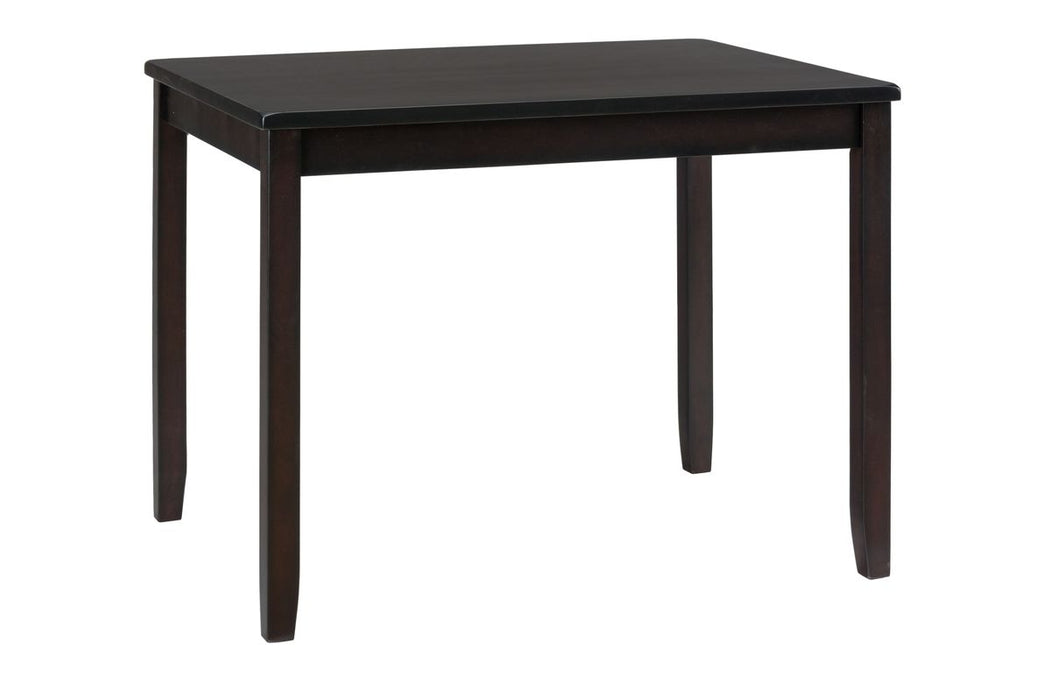 Jofran Dark Rustic Prairie Counter Height Table and Four Faux Leather Stools in Dark Brown - Holmwood's Furniture & Design Center (Somersworth, NH)
