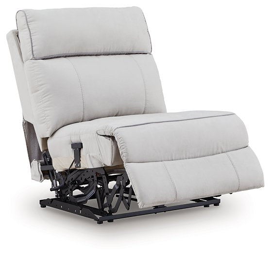 Social Pointe Reclining Sectional with Storage Console - Holmwood's Furniture & Design Center (Somersworth, NH)