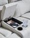 Social Pointe Reclining Sectional with Storage Console - Holmwood's Furniture & Design Center (Somersworth, NH)