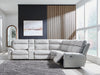 Social Pointe Reclining Sectional with Storage Console - Holmwood's Furniture & Design Center (Somersworth, NH)