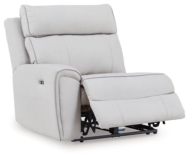 Social Pointe Reclining Sectional with Storage Console - Holmwood's Furniture & Design Center (Somersworth, NH)