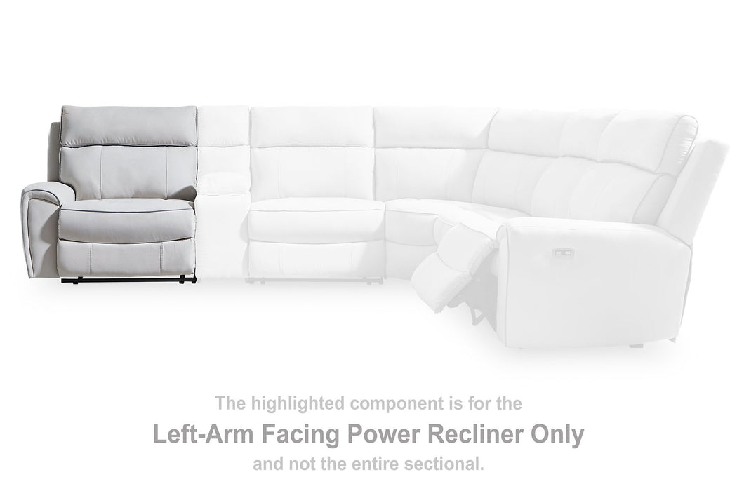 Social Pointe Reclining Sectional with Storage Console - Holmwood's Furniture & Design Center (Somersworth, NH)