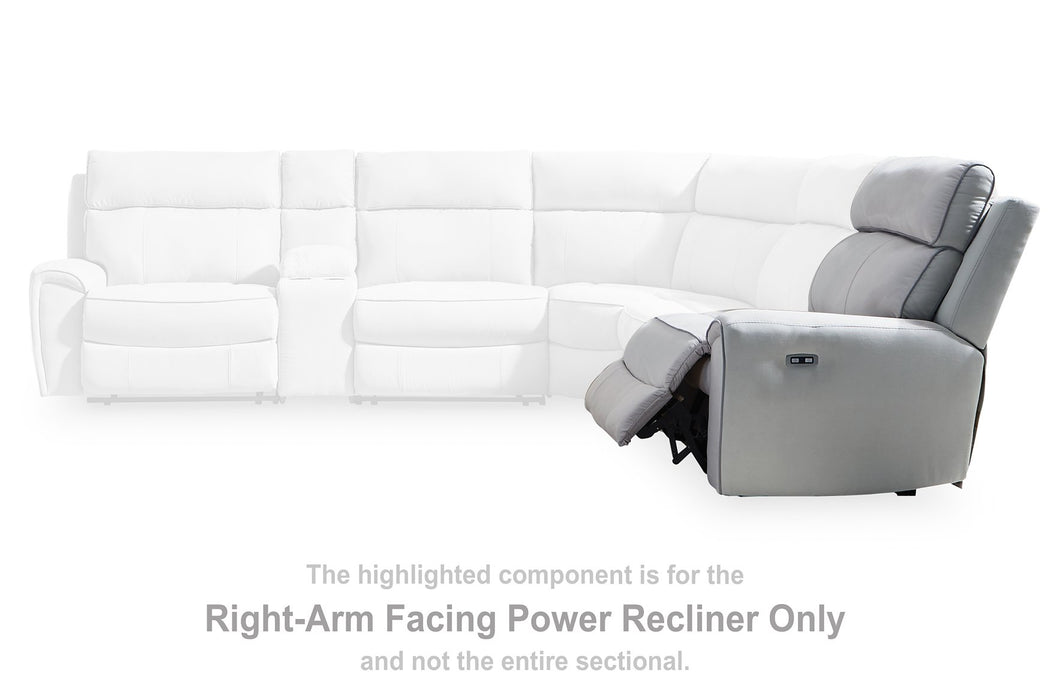 Social Pointe Reclining Sectional with Storage Console - Holmwood's Furniture & Design Center (Somersworth, NH)