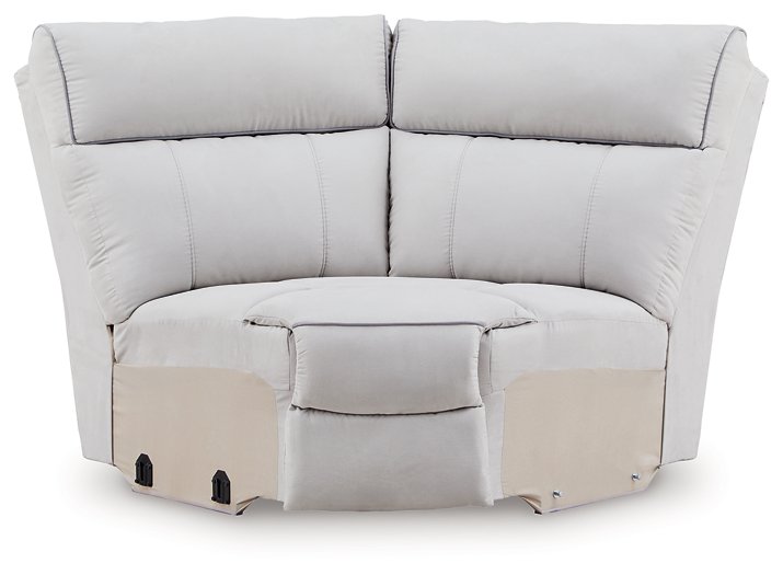 Social Pointe Reclining Sectional with Storage Console - Holmwood's Furniture & Design Center (Somersworth, NH)
