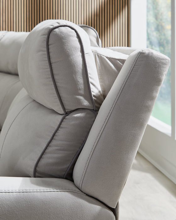 Social Pointe Reclining Sectional with Storage Console - Holmwood's Furniture & Design Center (Somersworth, NH)