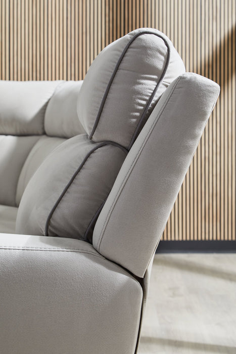 Social Pointe Reclining Sectional with Storage Console - Holmwood's Furniture & Design Center (Somersworth, NH)