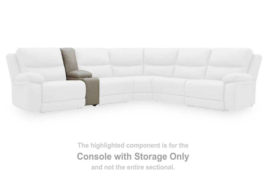 Narwhal Place Reclining Sectional with Storage Console - Holmwood's Furniture & Design Center (Somersworth, NH)