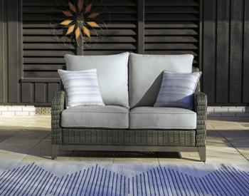 Elite Park Outdoor Loveseat, Lounge Chairs and Cocktail Table - Holmwood's Furniture & Design Center (Somersworth, NH)