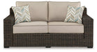 Coastline Bay Outdoor Loveseat with Cushion - Holmwood's Furniture & Design Center (Somersworth, NH)