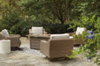 Beachcroft Beachcroft Fire Pit Table with Four Nuvella Swivel Lounge Chairs - Holmwood's Furniture & Design Center (Somersworth, NH)