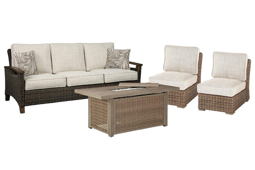 Beachcroft Outdoor Sofa, Lounge Chairs and Fire Pit - Holmwood's Furniture & Design Center (Somersworth, NH)
