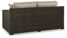Coastline Bay Outdoor Loveseat with Cushion - Holmwood's Furniture & Design Center (Somersworth, NH)