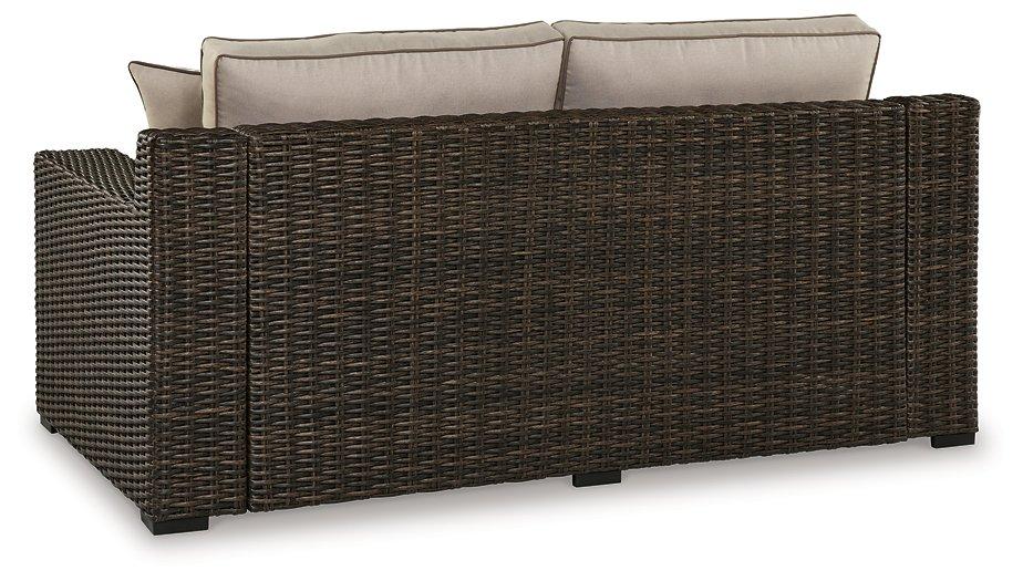Coastline Bay Outdoor Loveseat with Cushion - Holmwood's Furniture & Design Center (Somersworth, NH)