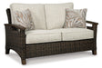 Paradise Trail Outdoor Loveseat, Lounge Chairs and Fire Pit Table - Holmwood's Furniture & Design Center (Somersworth, NH)
