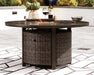 Paradise Trail Paradise Trail Fire Pit Table with 4 Nuvella Swivel Lounge Chairs - Holmwood's Furniture & Design Center (Somersworth, NH)