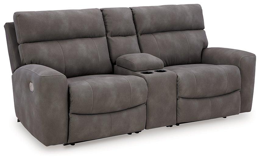 Next-Gen DuraPella Power Reclining Sectional Loveseat with Console - Holmwood's Furniture & Design Center (Somersworth, NH)