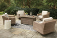 Beachcroft Beachcroft Fire Pit Table with Four Nuvella Swivel Lounge Chairs - Holmwood's Furniture & Design Center (Somersworth, NH)