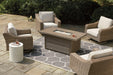 Beachcroft Beachcroft Fire Pit Table with Four Nuvella Swivel Lounge Chairs - Holmwood's Furniture & Design Center (Somersworth, NH)