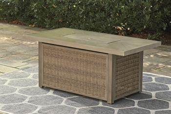 Beachcroft Beachcroft Fire Pit Table with Four Nuvella Swivel Lounge Chairs - Holmwood's Furniture & Design Center (Somersworth, NH)