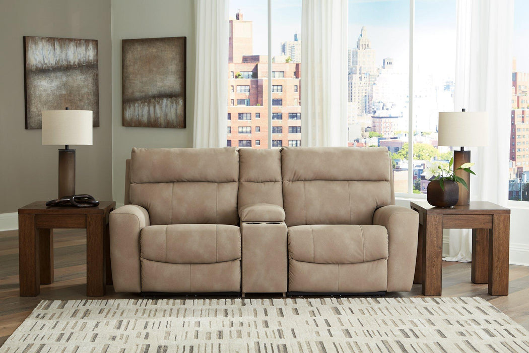 Next-Gen DuraPella Power Reclining Sectional Loveseat with Console - Holmwood's Furniture & Design Center (Somersworth, NH)