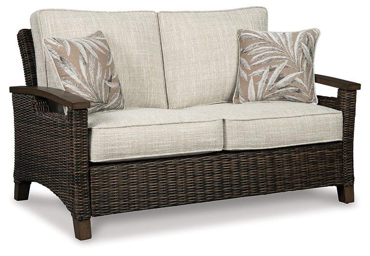 Paradise Trail Outdoor Loveseat, Lounge Chairs and Fire Pit Table - Holmwood's Furniture & Design Center (Somersworth, NH)
