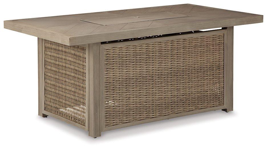 Beachcroft Beachcroft Fire Pit Table with Four Nuvella Swivel Lounge Chairs - Holmwood's Furniture & Design Center (Somersworth, NH)