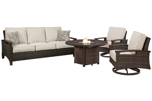 Paradise Trail Outdoor Sofa, Lounge Chairs and Fire Pit Table - Holmwood's Furniture & Design Center (Somersworth, NH)