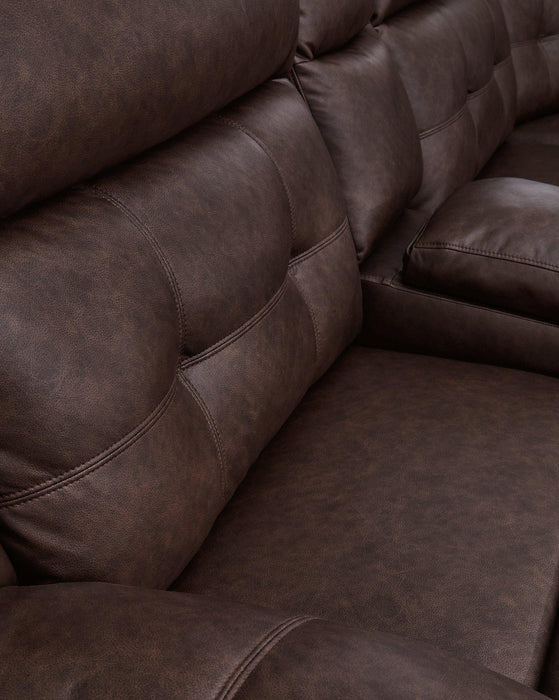 Punch Up Power Reclining Sectional Loveseat with Console - Holmwood's Furniture & Design Center (Somersworth, NH)