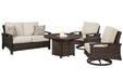 Paradise Trail Outdoor Loveseat, Lounge Chairs and Fire Pit Table - Holmwood's Furniture & Design Center (Somersworth, NH)