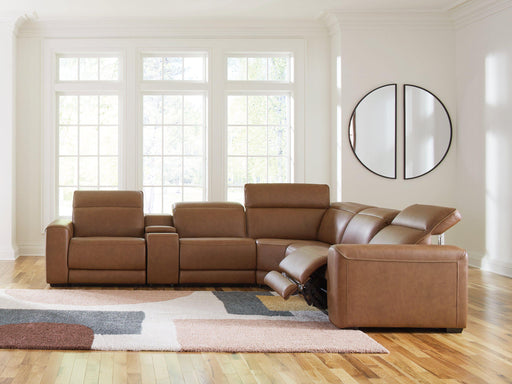 Magic Man Power Reclining Sectional with Console - Holmwood's Furniture & Design Center (Somersworth, NH)