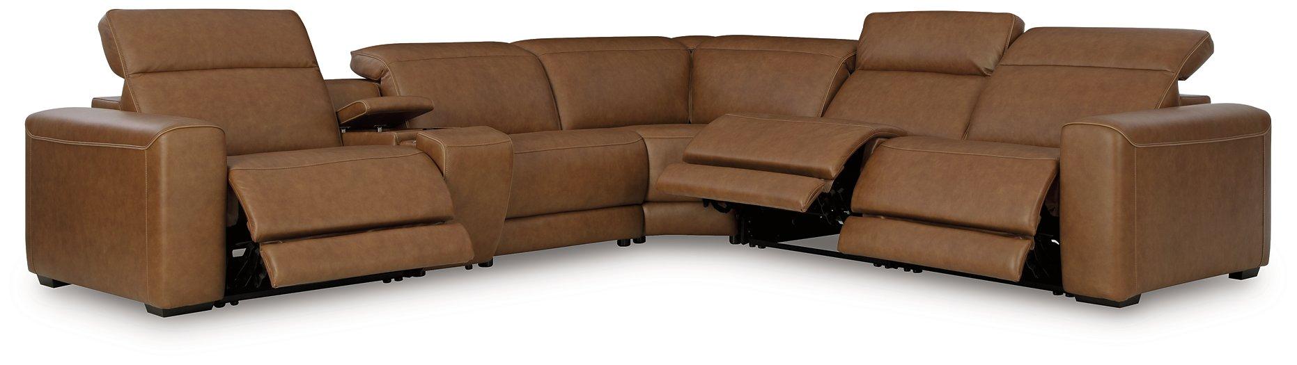 Magic Man Power Reclining Sectional with Console - Holmwood's Furniture & Design Center (Somersworth, NH)