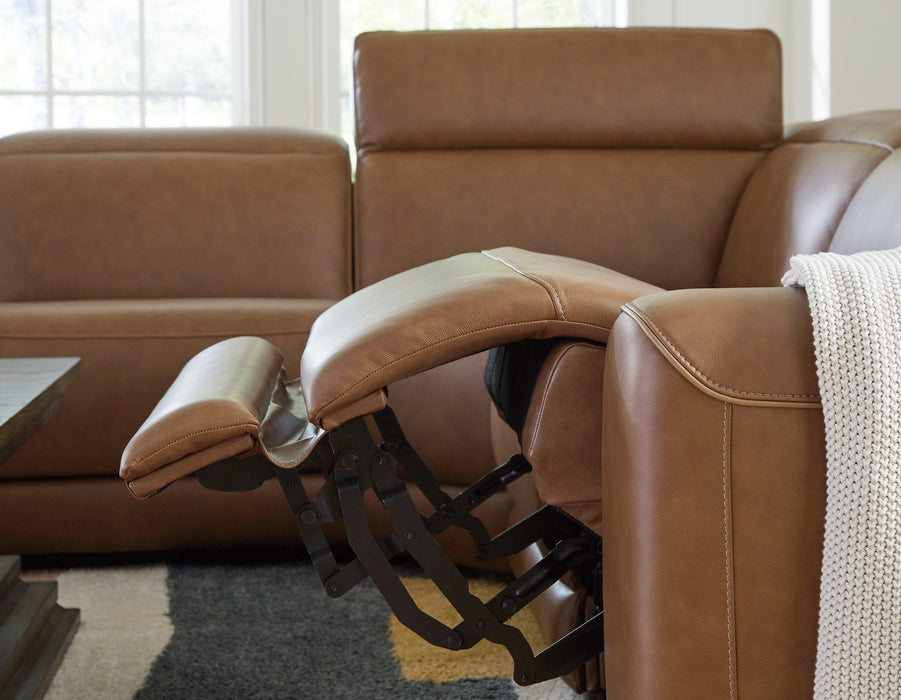 Magic Man Power Reclining Sectional with Console - Holmwood's Furniture & Design Center (Somersworth, NH)