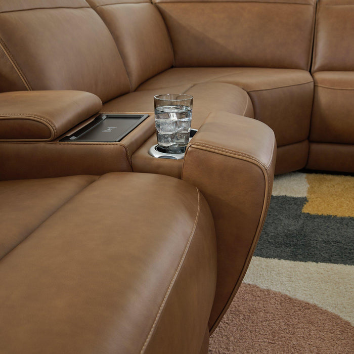 Magic Man Power Reclining Sectional with Console - Holmwood's Furniture & Design Center (Somersworth, NH)