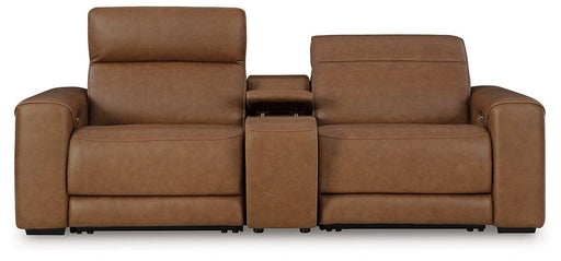 Magic Man Power Reclining Sectional Loveseat with Console - Holmwood's Furniture & Design Center (Somersworth, NH)
