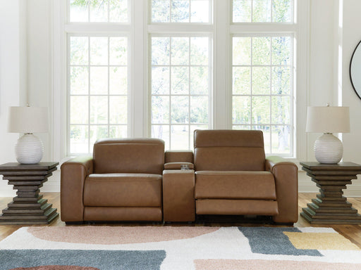 Magic Man Power Reclining Sectional Loveseat with Console - Holmwood's Furniture & Design Center (Somersworth, NH)
