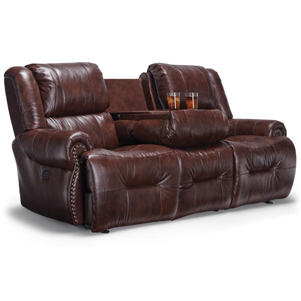 GENET COLLECTION LEATHER RECLINING SOFA W/ FOLD DOWN TABLE- S960CA4 - Holmwood's Furniture & Design Center (Somersworth, NH)