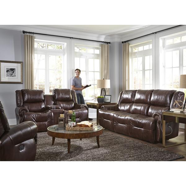 GENET COLLECTION LEATHER POWER RECLINING SOFA W/ FOLD DOWN TABLE- S960CP4 - Holmwood's Furniture & Design Center (Somersworth, NH)