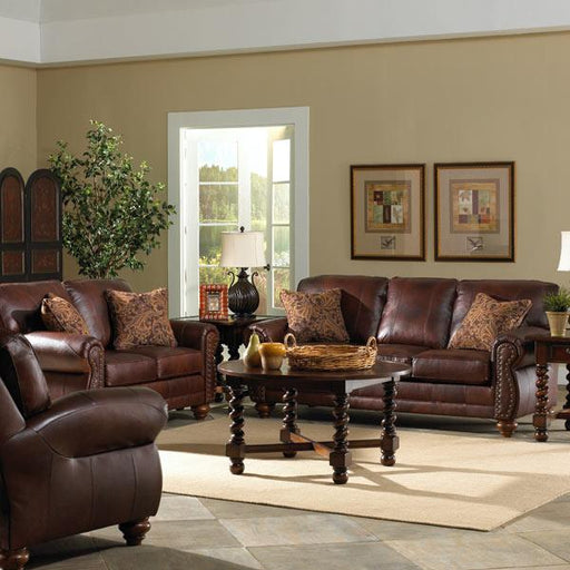NOBLE COLLECTION LEATHER STATIONARY SOFA- S64DWLU - Holmwood's Furniture & Design Center (Somersworth, NH)