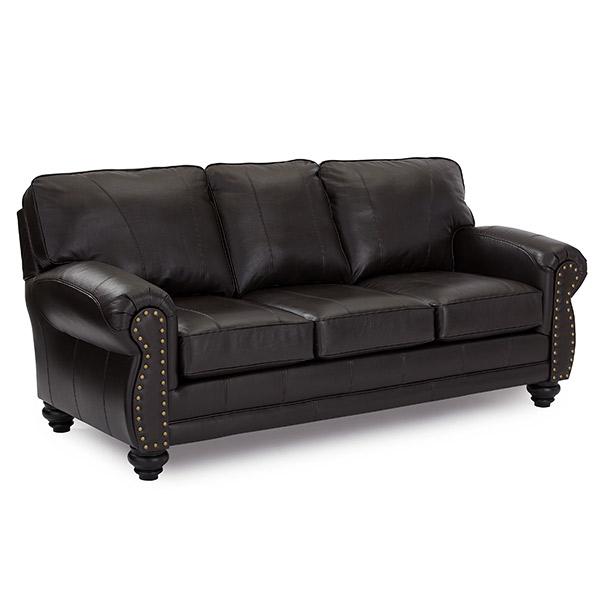 NOBLE COLLECTION LEATHER STATIONARY SOFA- S64DWLU - Holmwood's Furniture & Design Center (Somersworth, NH)