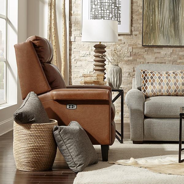 PRIMA LEATHER POWER HEAD TILT HIGH LEG RECLINER - 3LZ40DWLU - Holmwood's Furniture & Design Center (Somersworth, NH)