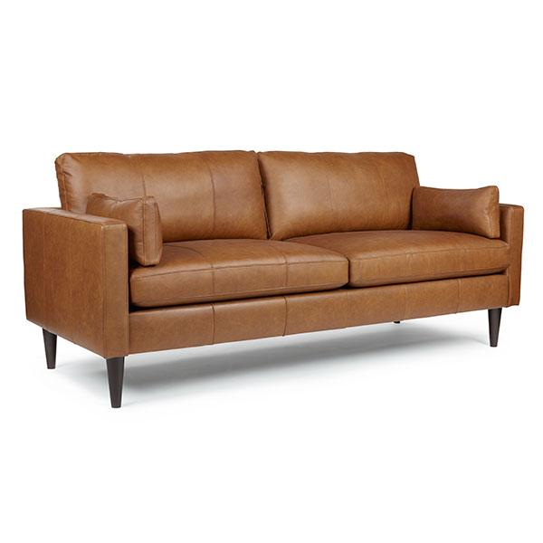 TRAFTON COLLECTION LEATHER STATIONARY SOFA W/2 PILLOWS- S10ELU - Holmwood's Furniture & Design Center (Somersworth, NH)