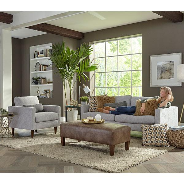 TRAFTON COLLECTION LEATHER STATIONARY SOFA W/2 PILLOWS- S10ELU - Holmwood's Furniture & Design Center (Somersworth, NH)